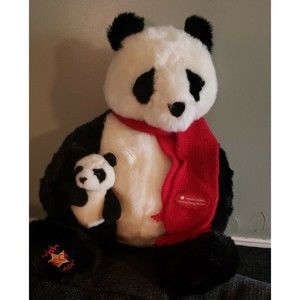 GUND 2001 Wish Panda Bear Mom w/Baby Bear Plush~Smithsonian National Zoo Park